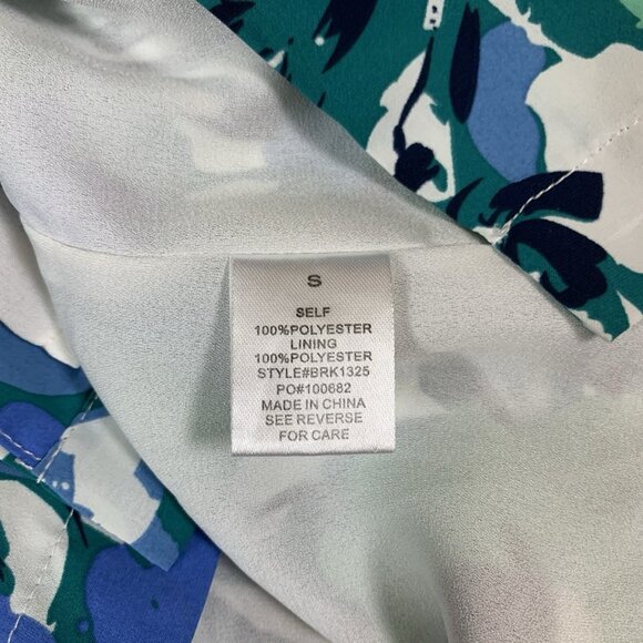 Bailey Rose Blue Green Floral Mini Skirt High Waist Slit Front Small - Picture 4 of 4